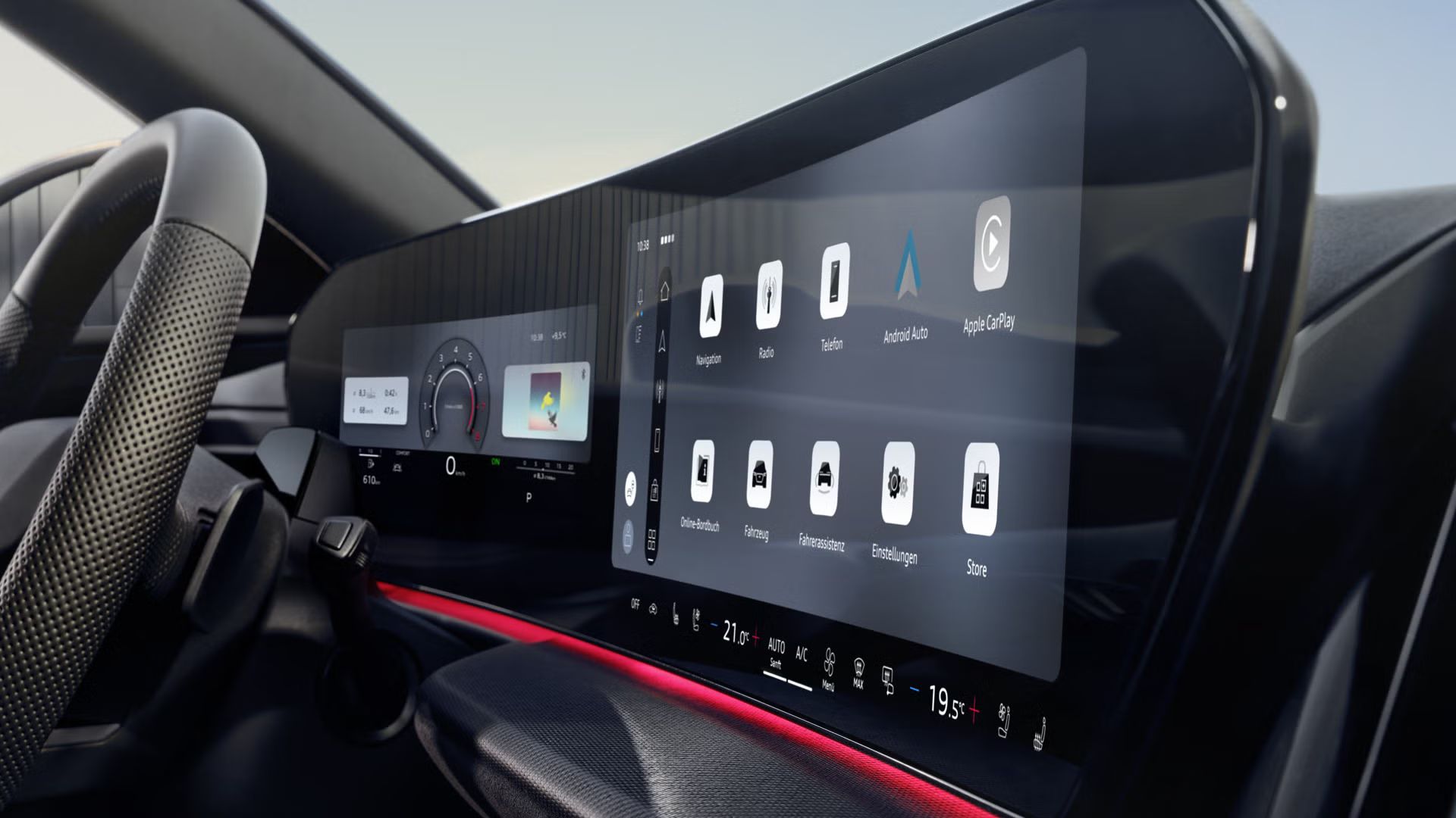 Nahaufnahme des MMI touch-Displays im Cockpit des SQ5 Sportback.