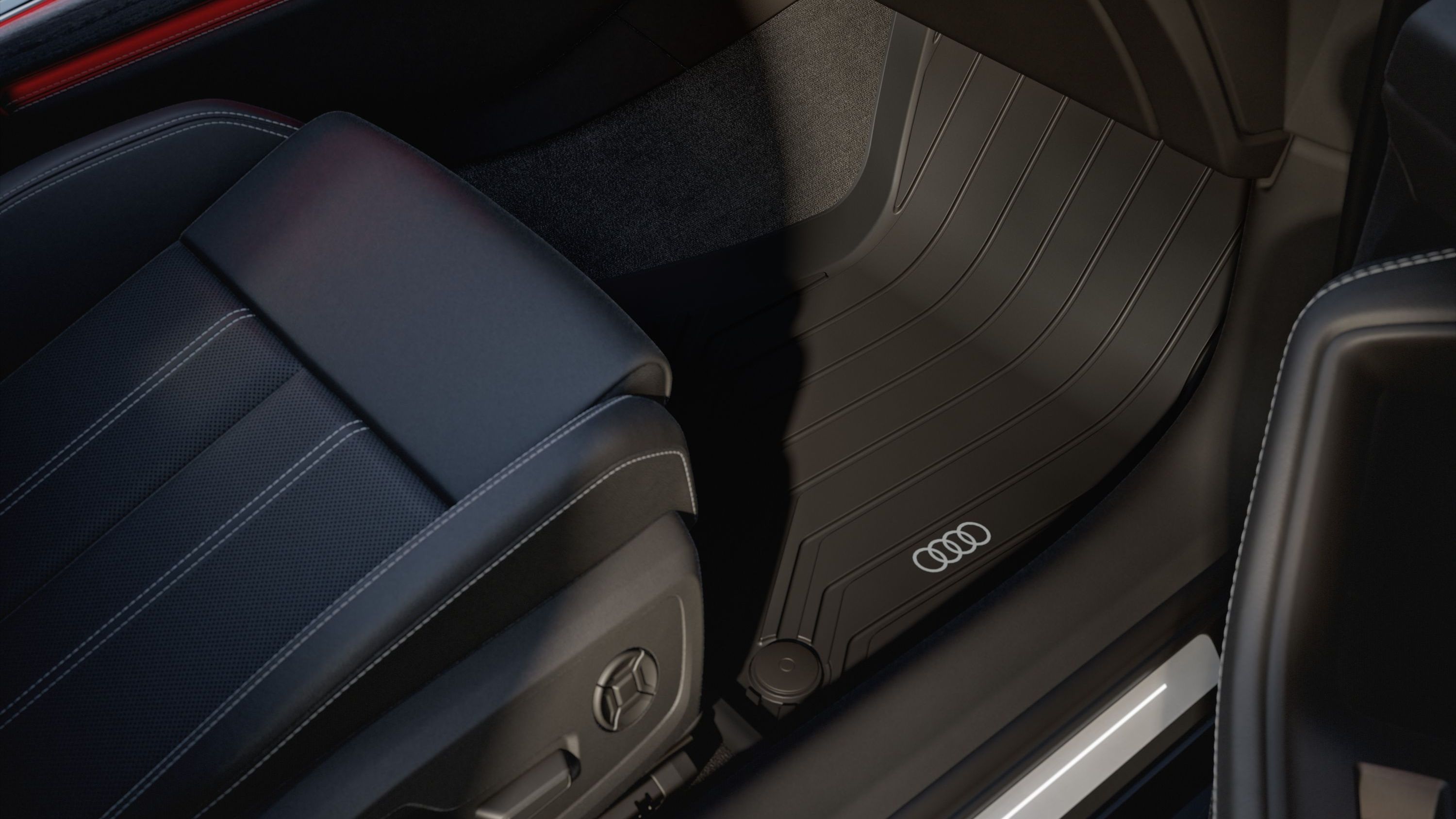 Detailansicht Audi Allwetterfußmatte mit Audi Logo