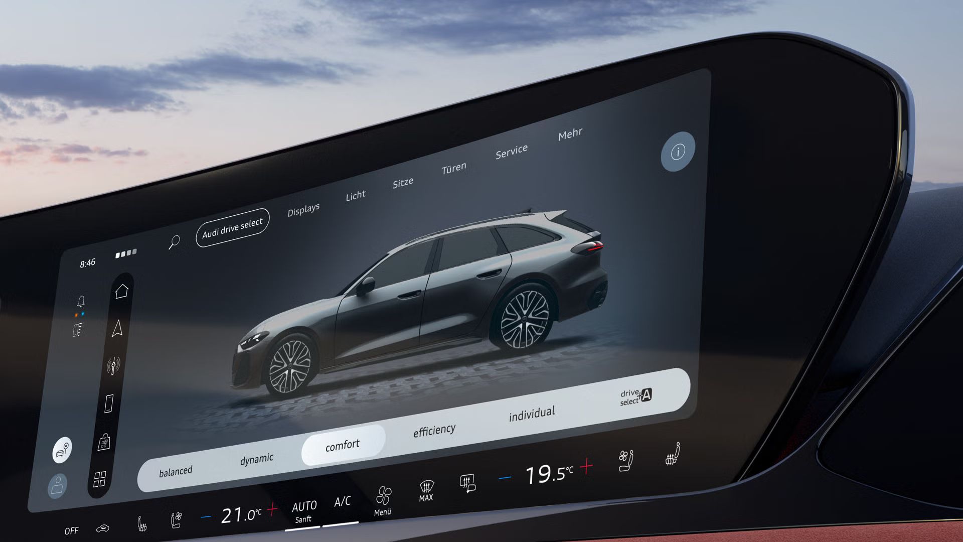 Nahaufnahme des MMI touch-Displays.