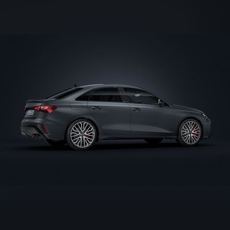 Seitliche Ansicht einer grauen S3 Limousine