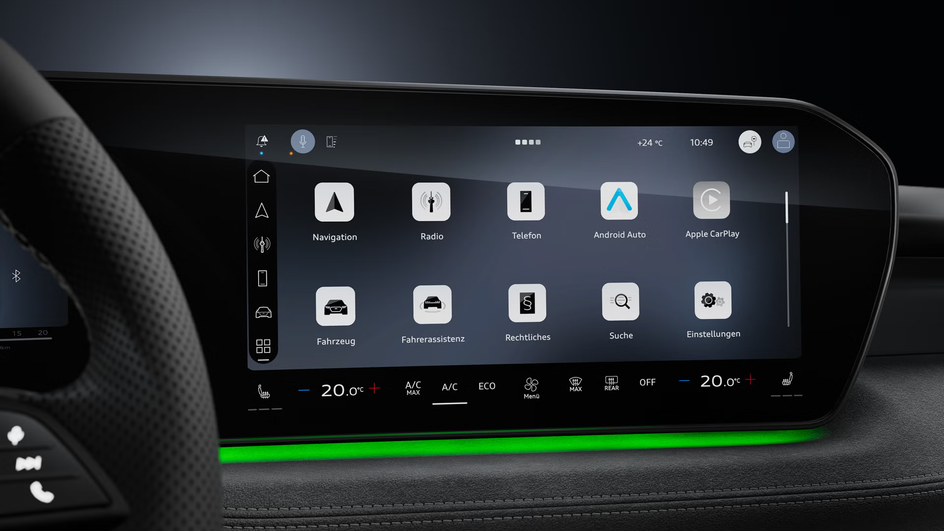 Nahaufnahme des MMI touch displays.