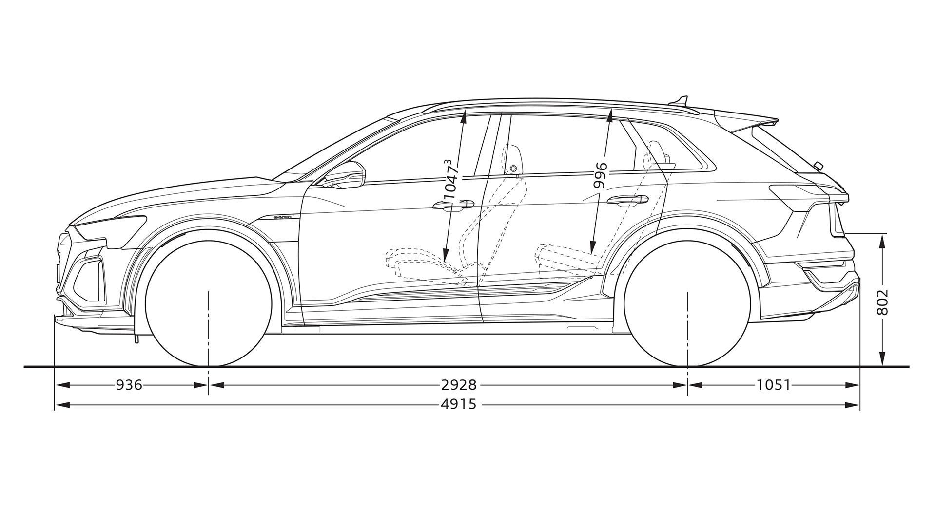 SQ8 e-tron Abmessungen Seitenansicht