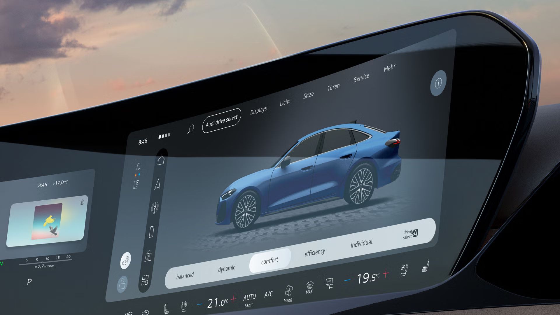 Nahaufnahme des MMI touch-Displays der S5 Limousine.