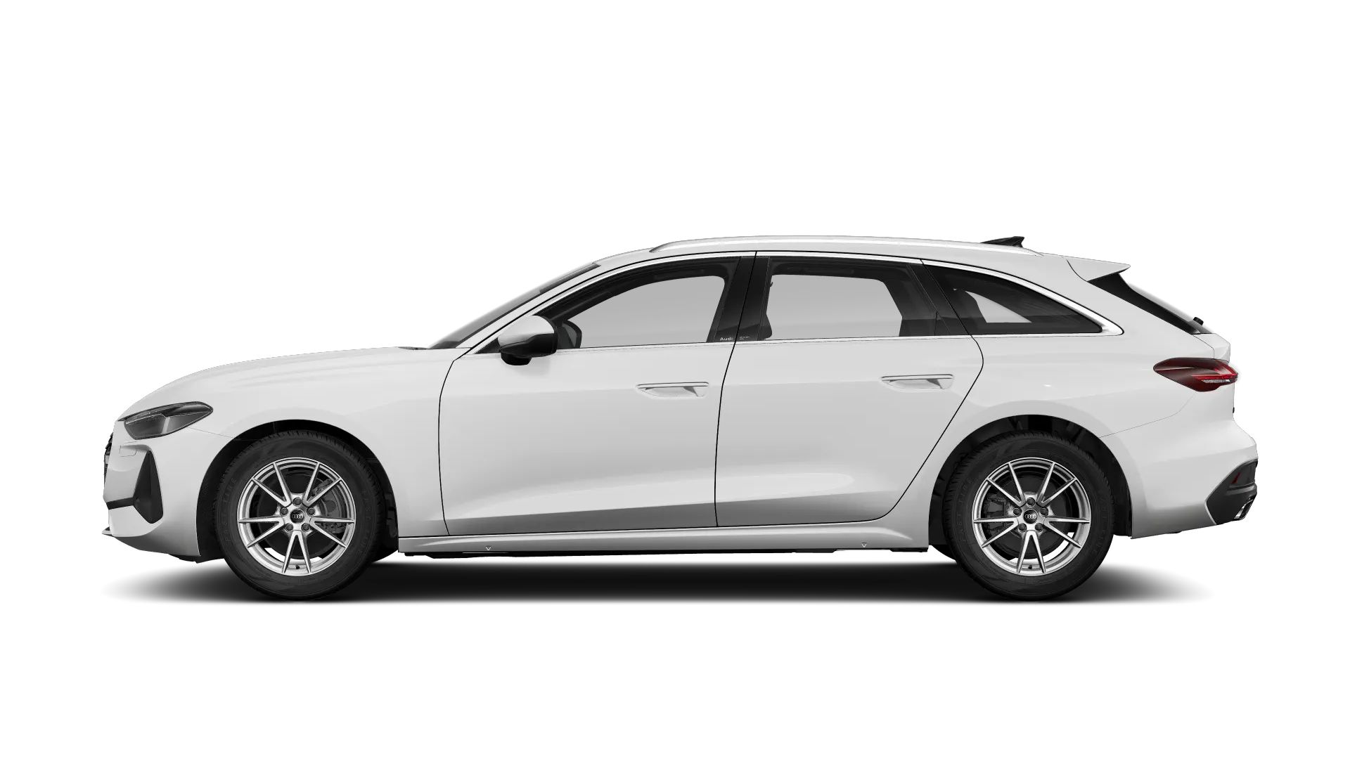 Seitenansicht eines Audi A5 Avant in Weiß.