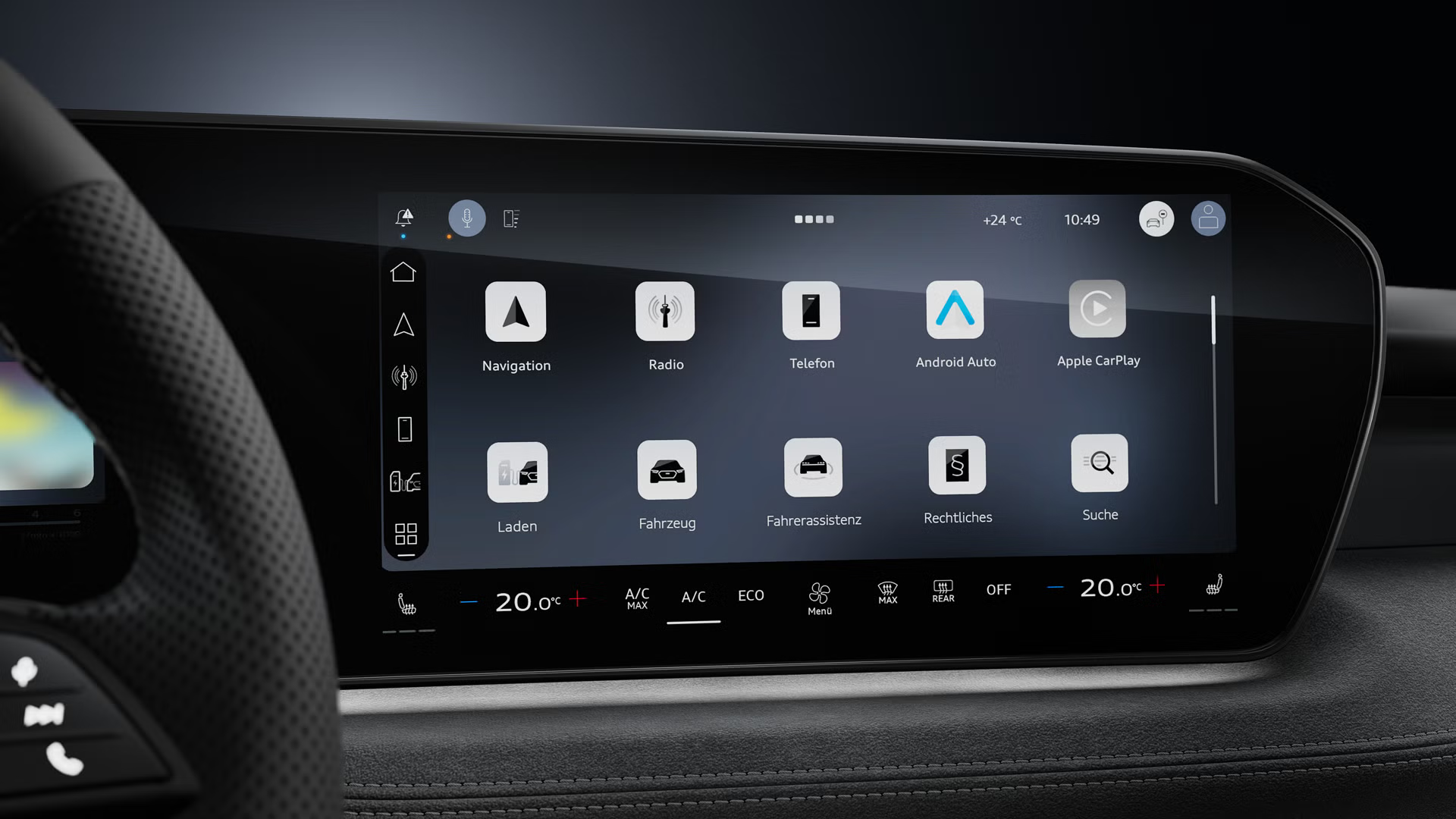 Nahaufnahme des MMI touch displays.