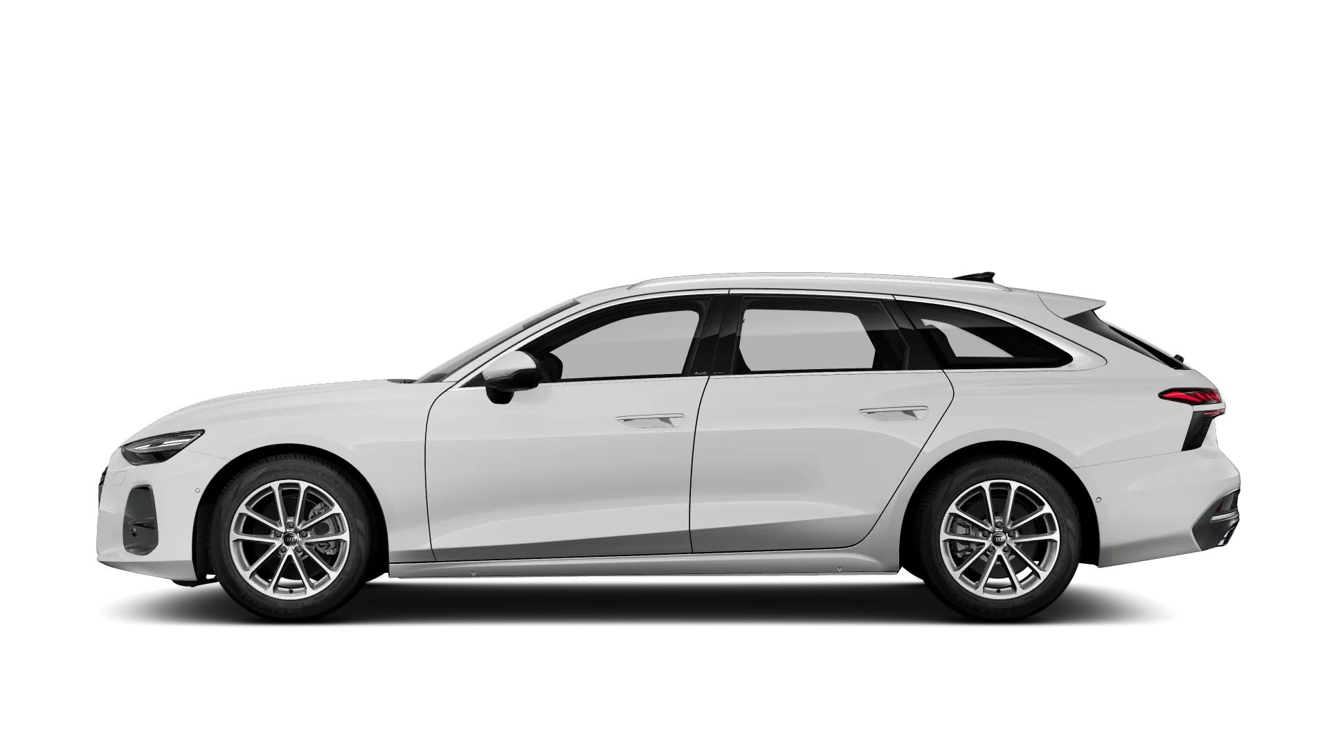 Seitenansicht eines Audi A6 Avant in Weiß.