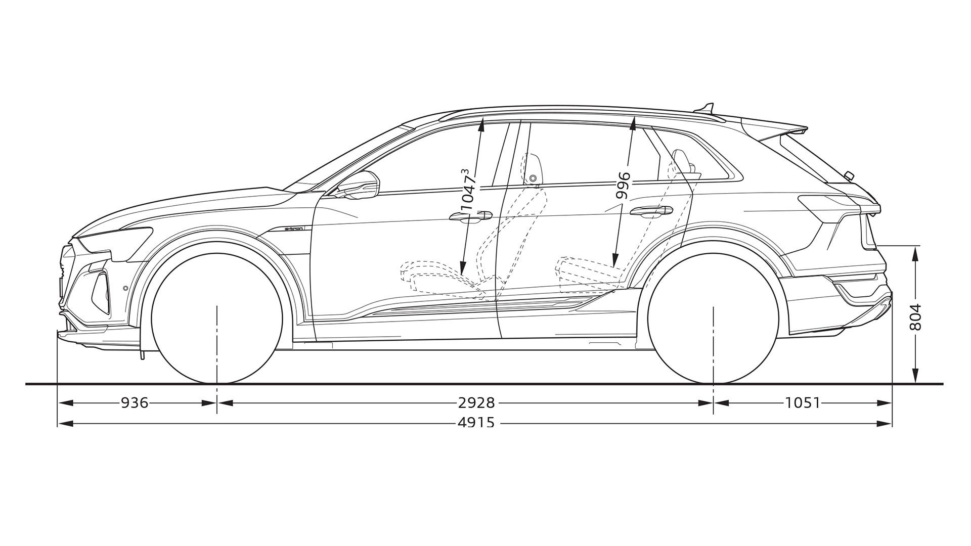Q8 e-tron Abmessungen Seitenansicht