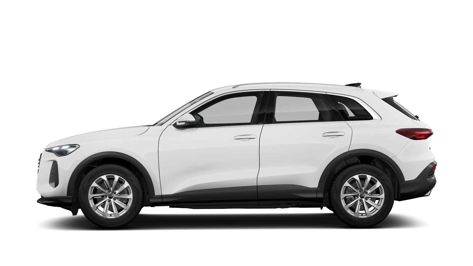 Seitenansicht eines Audi Q5 in Weiß.