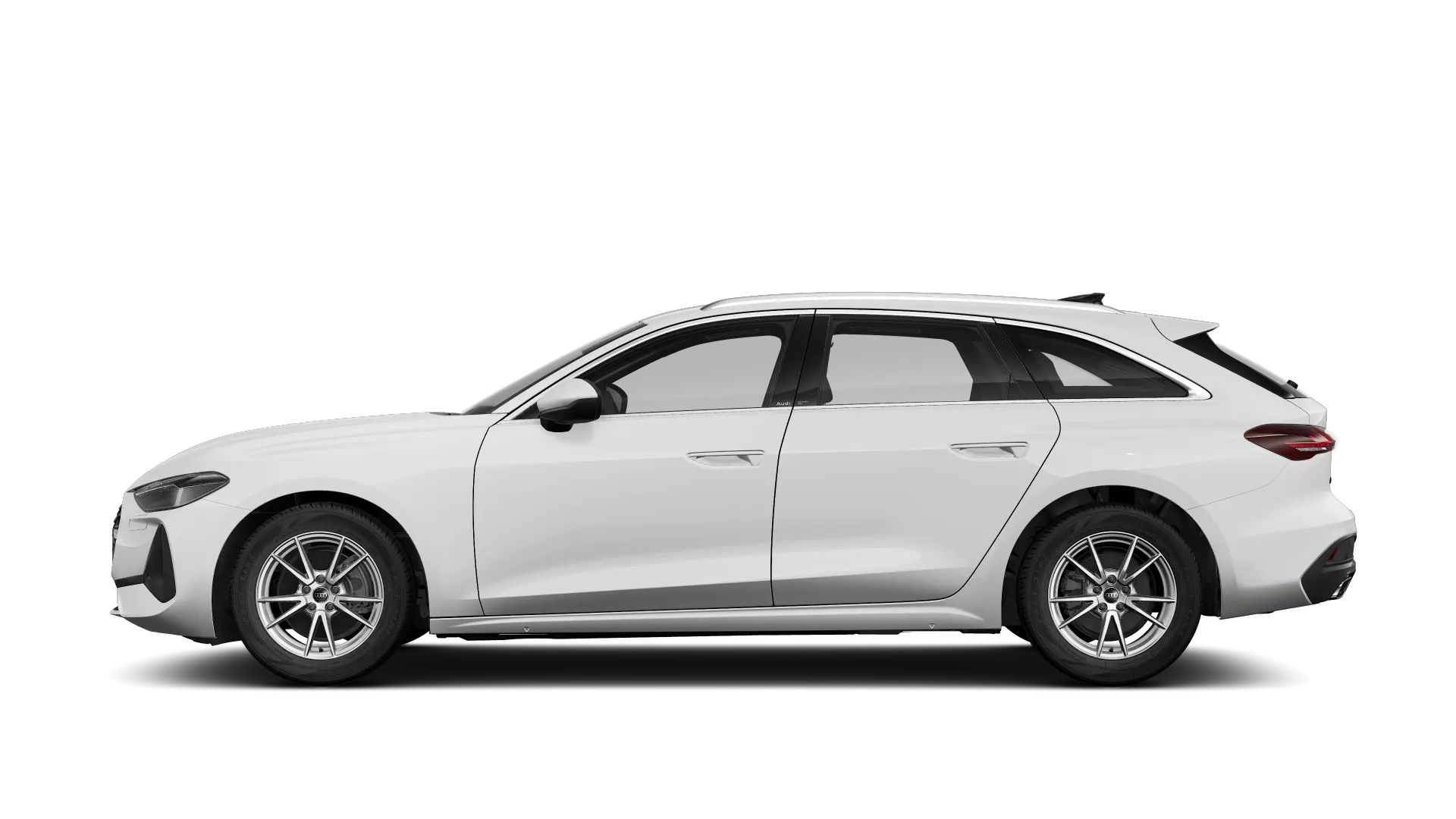 Seitenansicht eines Audi A5 Avant in Weiß.