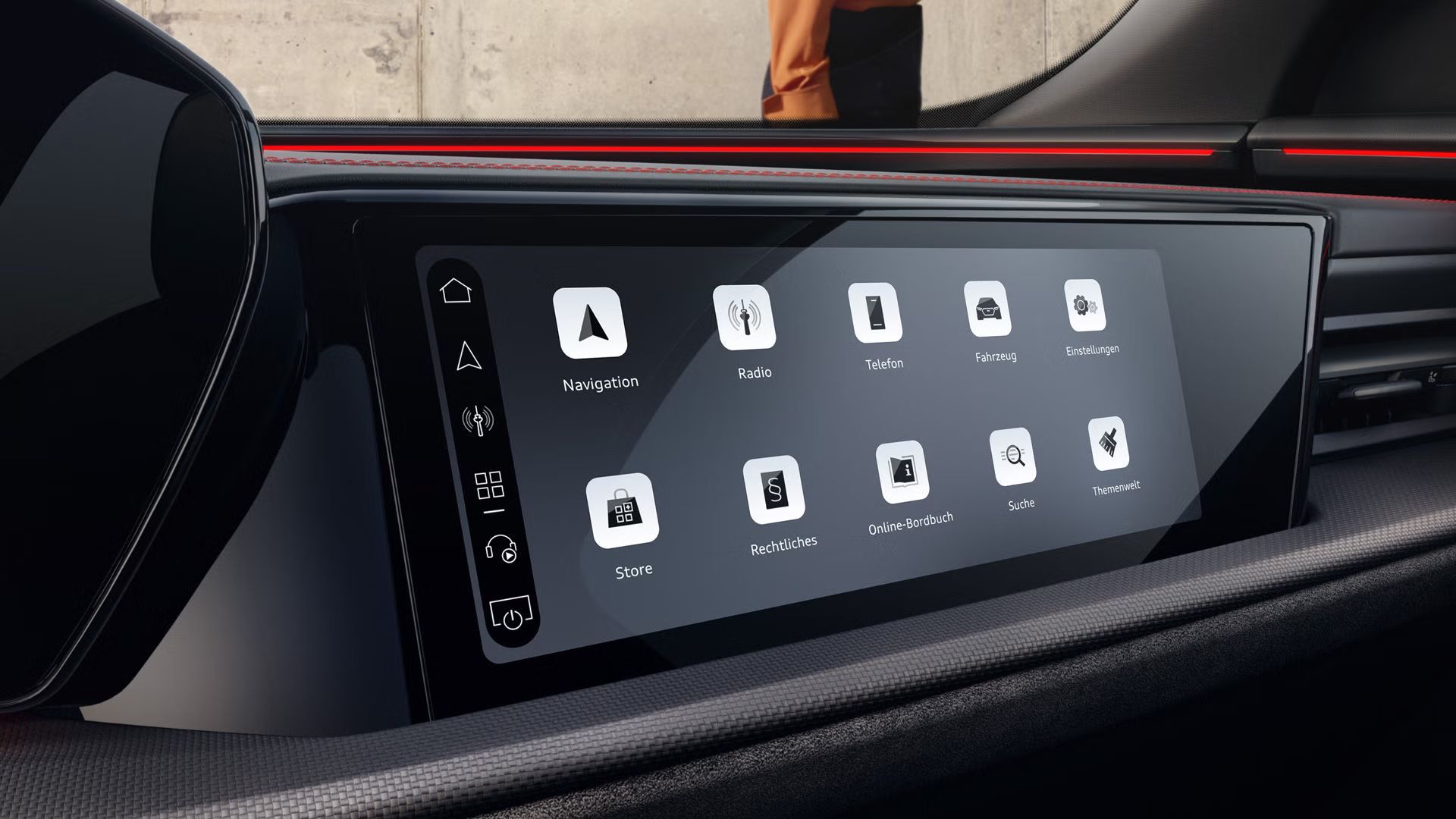 Nahaufnahme des MMI Beifahrerdisplays.