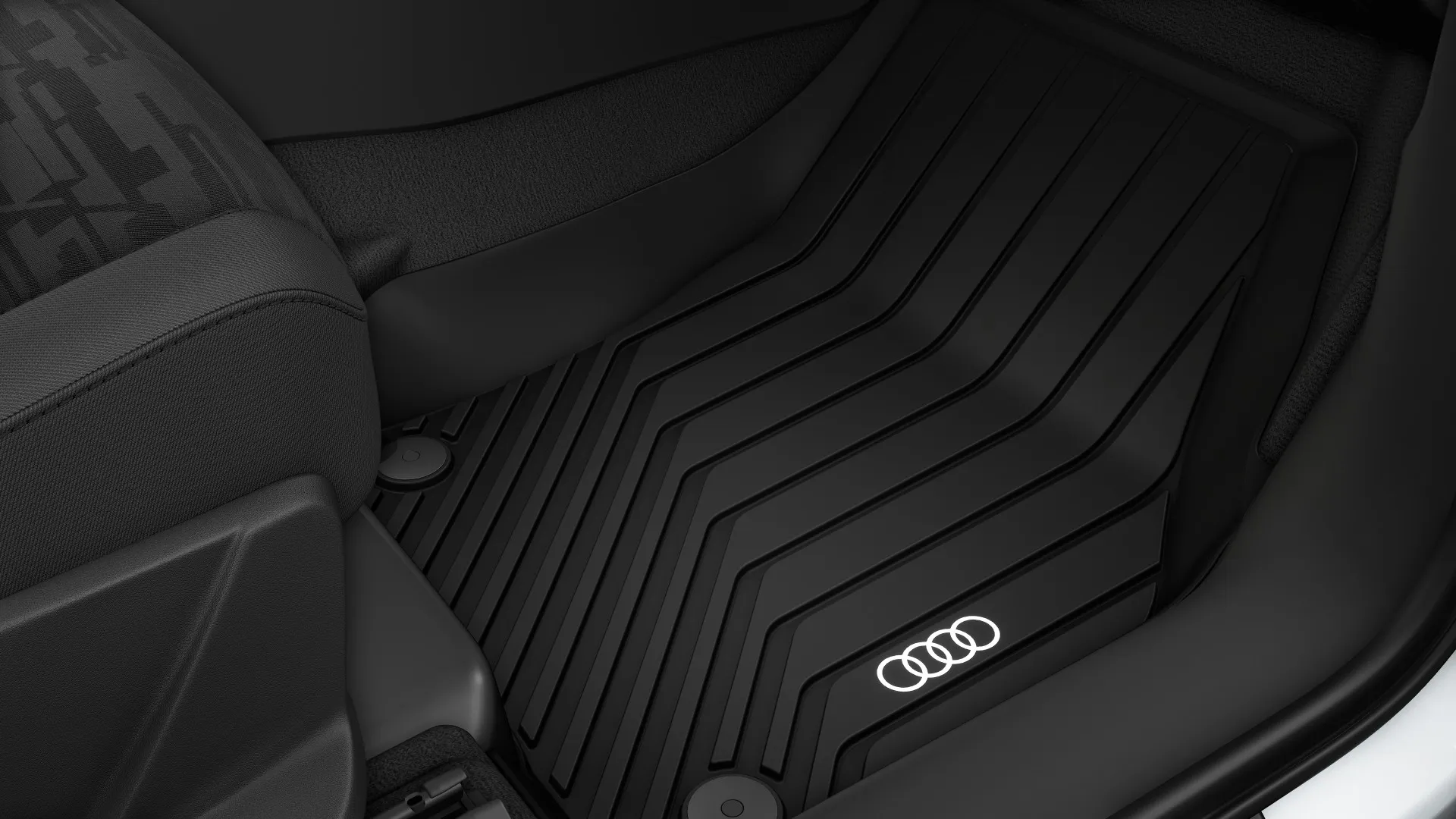 Detailansicht Audi Allwetterfußmatte mit Audi Logo