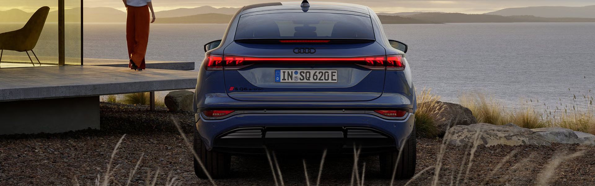 Nahaufnahme der linken, hinteren Heckleuchte des SQ6 Sportback e-tron.