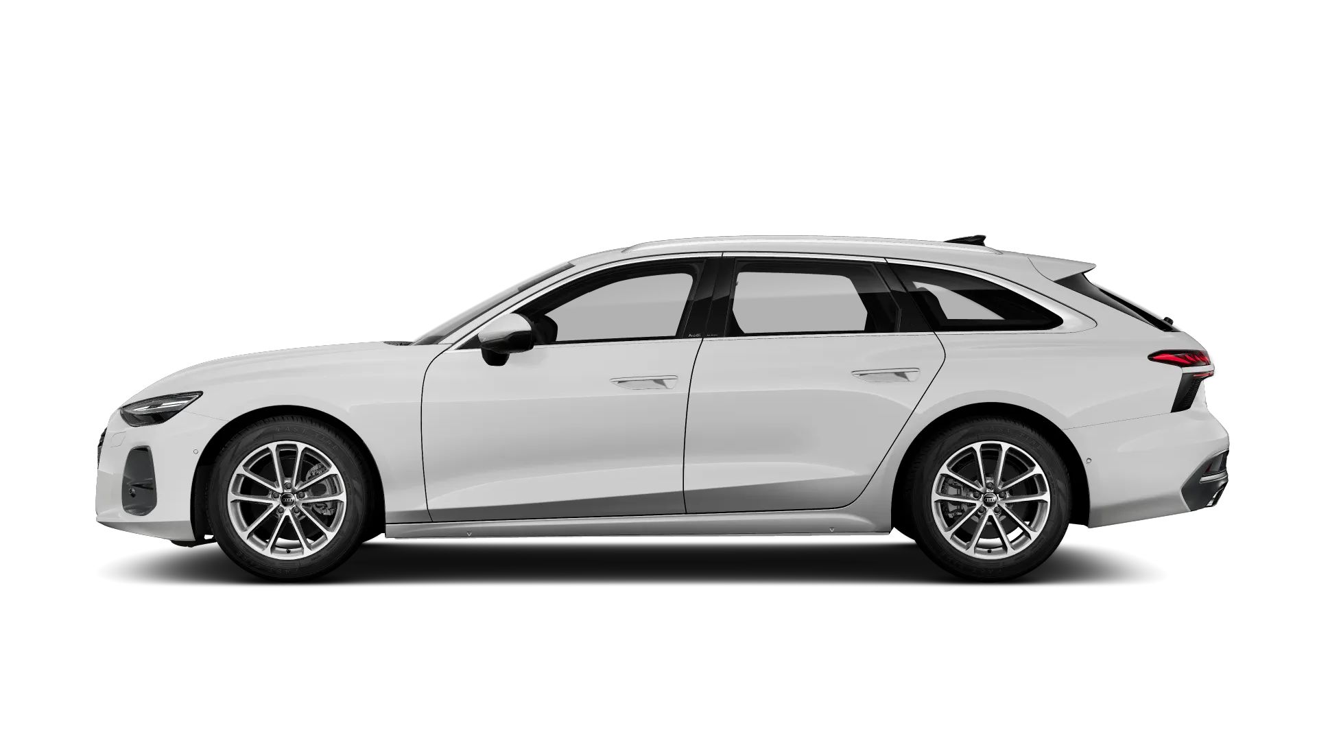 Seitenansicht eines Audi A6 Avant in Weiß.