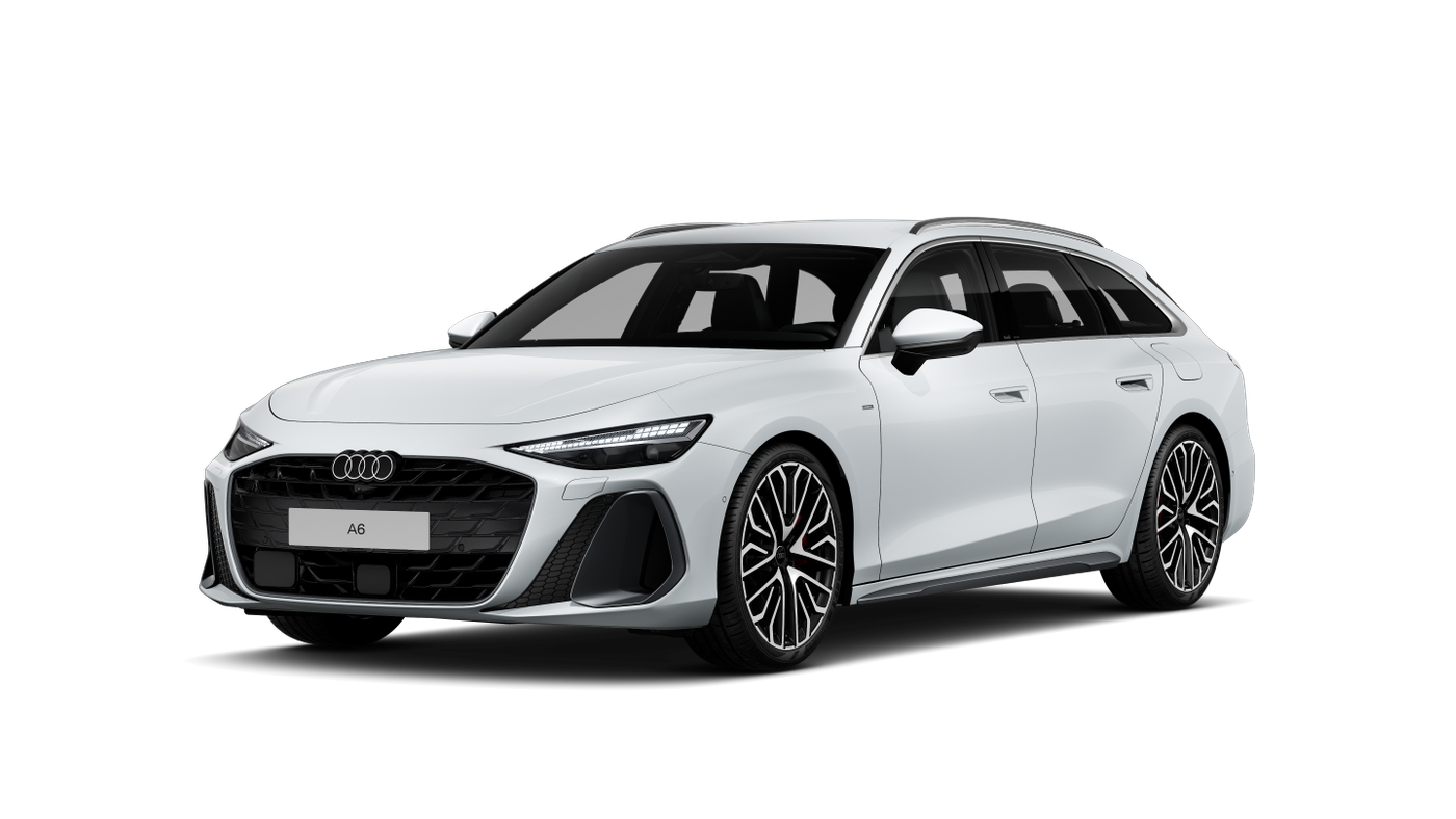 Seitliche Frontansicht eines weißen Audi A6